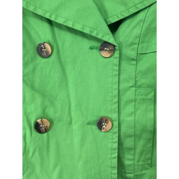 Vintage Tria Cotton Green Cropped Big Collar Size M Light Jacket Cottage Retro - Picture 3 of 5